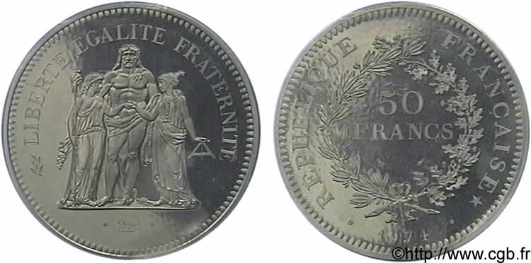 N&deg; m10_0633 Pi�fort de 50 francs Hercule en argent  - 1974