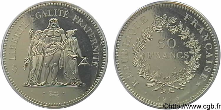 N&deg; m10_0636 Pi�fort de 50 francs Hercule en argent  - 1975