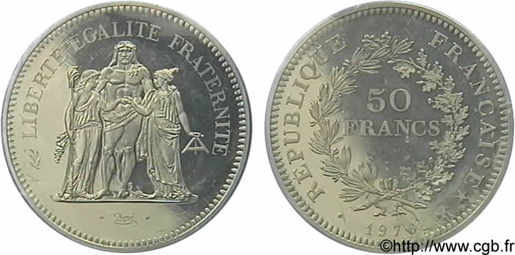 N&deg; m10_0639 Pi�dfort de 50 francs Hercule en argent  - 1976