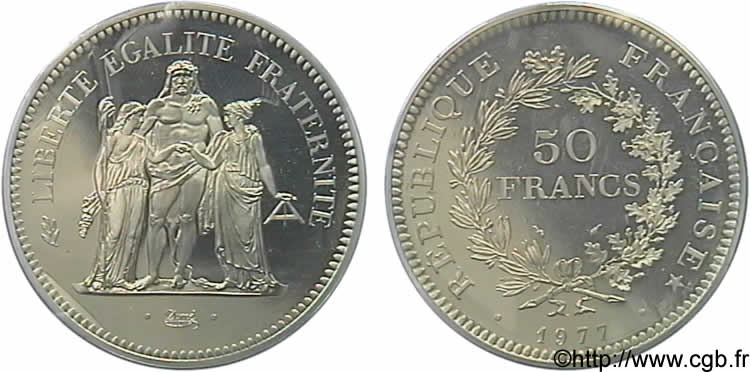 N&deg; m10_0643 Pi�fort de 50 francs Hercule en argent  - 1977